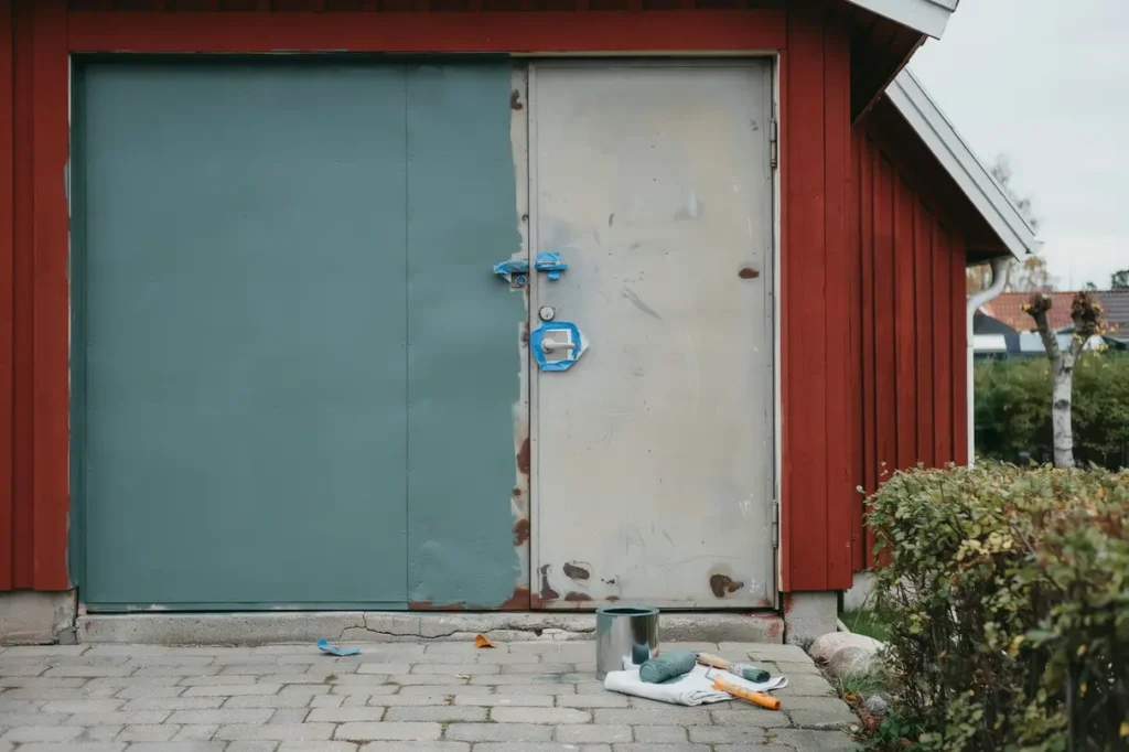 m la om garageporten r tt f rgval rostskydd och steg som ger ett h llbart resultat